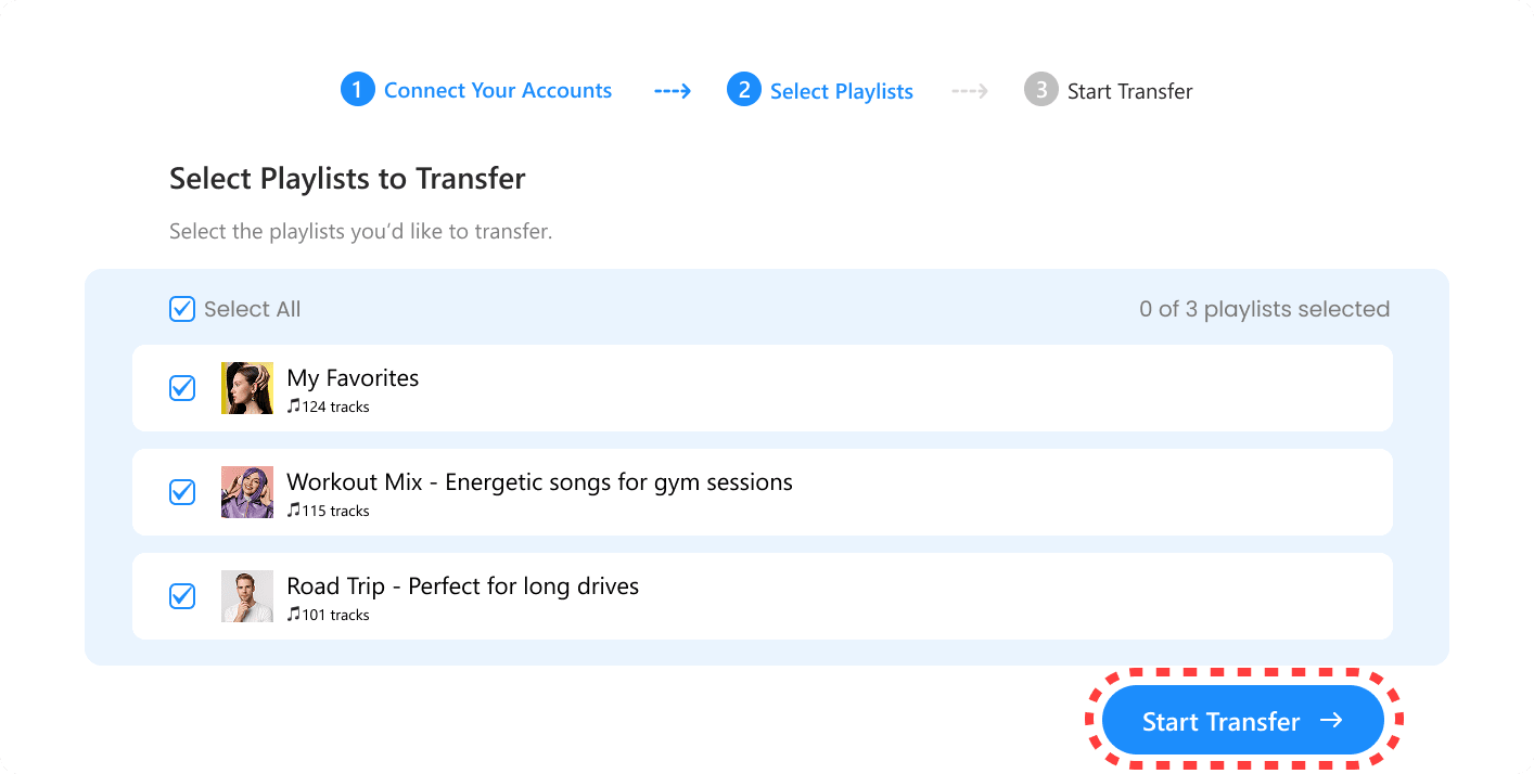 Choose Playlists to Transfer